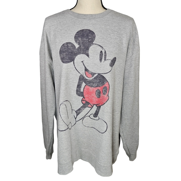 Disney Tops - Disney Classic Crew Mickey Mouse Sweatshirt, Heather Grey, 2XL